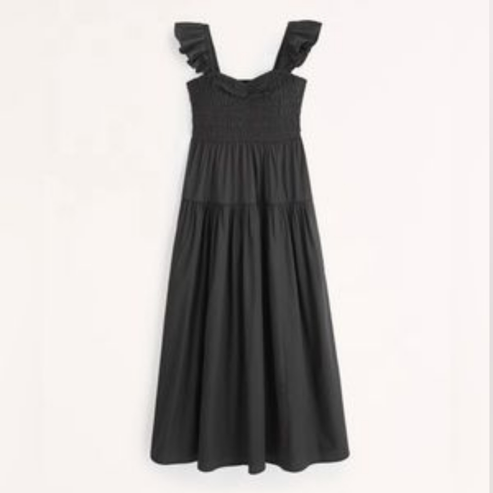 Abercrombie & Fitch Black Tiered Maxi Dress - XXLP